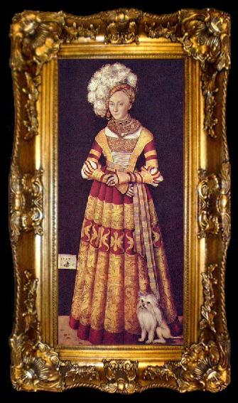 framed  Lucas Cranach Portrat der Herzogin Katharina von Mecklenburg, ta009-2